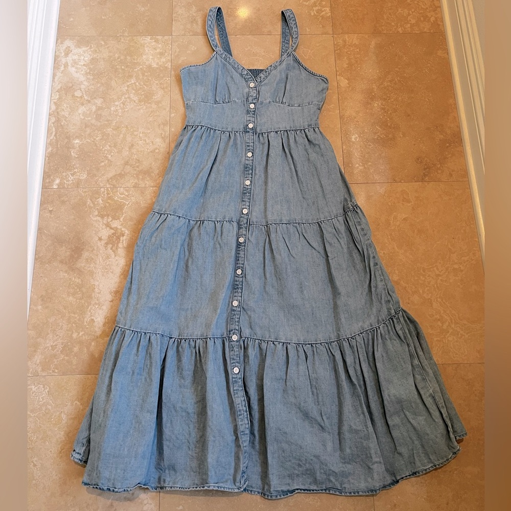 Levi's Sabine Light Wash Denim Cotton Chambray Midi Sundress, Size M